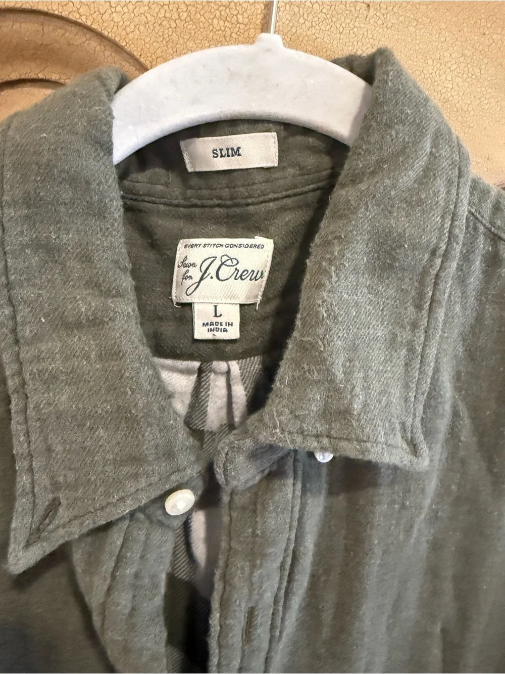 J. Crew Men's Casual Olive Green Button-Down Shirt
